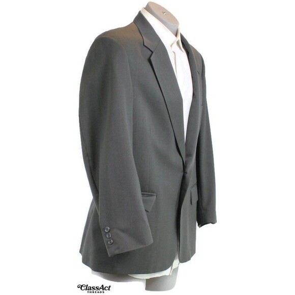 Allyn Saint George 2 Pc Suit Mens Gray Striped 2 Btn 42S Pleated Front 40" W - Picture 4 of 9